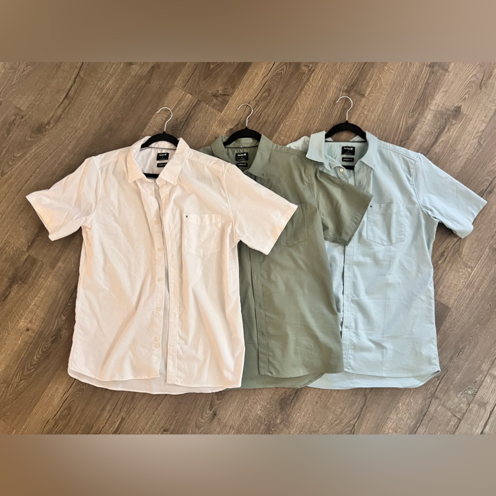 Men’s Hurley Classic Fit Short Sleeve Button Up / Collared Shirts - Bundle!